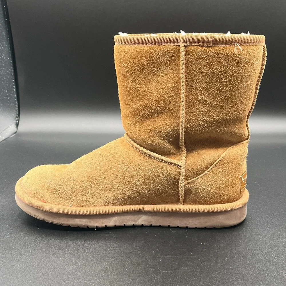 Koolaburra by UGG Victoria Short Boots Kids 3 Brown Suede Faux Fur Lined 1019374